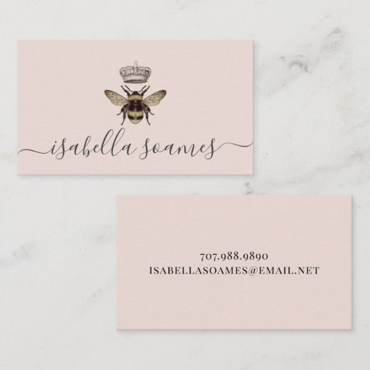 Blush Pink Script Signature Calling Card Visitekaartje (Voorkant / Achterkant)