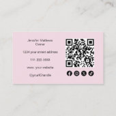Blush Pink Script Social Icon QR Code Foto Make-up Visitekaartje (Achterkant)