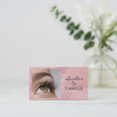 Blush Pink Script Social Icon QR Code Photo Lash Visitekaartje (Staand voorkant)