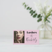 Blush Pink Script Social Icon QR Code Photo Lashes Visitekaartje (Staand voorkant)