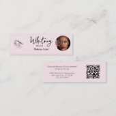Blush Pink Script Social Icon QR Code Photo Makeup Contactkaartje (Voorkant / Achterkant)