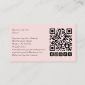 Blush Pink Script Social Icon QR Code Photo Makeup Visitekaartje (Achterkant)