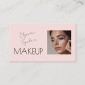 Blush Pink Script Social Icon QR Code Photo Makeup Visitekaartje (Voorkant)