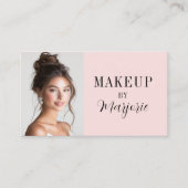 Blush Pink Script Social Icon QR Code Photo Makeup Visitekaartje (Voorkant)
