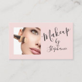 Blush Pink Script Social Icon QR Code Photo Makeup Visitekaartje (Voorkant)