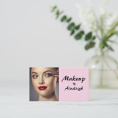 Blush Pink Script Social Icon QR Code Photo Makeup Visitekaartje (Staand voorkant)