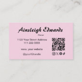 Blush Pink Script Social Icon QR Code Photo Makeup Visitekaartje (Achterkant)