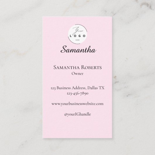 Blush Pink Script Social Icon QR Code Photo Makeup Visitekaartje (Achterkant)