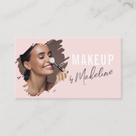 Blush Pink Script Social Icon QR Code Photo Makeup Visitekaartje