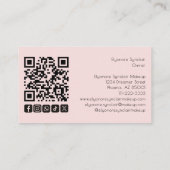 Blush Pink Script Social Icon QR Code Photo Makeup Visitekaartje (Achterkant)