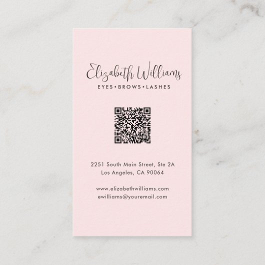 Blush Pink Script Social Icon QR Code Photo Makeup Visitekaartje (Achterkant)