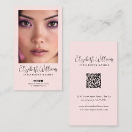 Blush Pink Script Social Icon QR Code Photo Makeup Visitekaartje