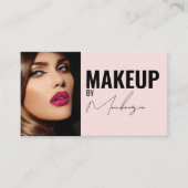 Blush Pink Script Social Icon QR Code Photo Makeup Visitekaartje (Voorkant)