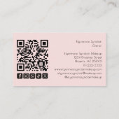 Blush Pink Script Social Icon QR Code Photo Makeup Visitekaartje (Achterkant)