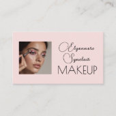 Blush Pink Script Social Icon QR Code Photo Makeup Visitekaartje (Voorkant)