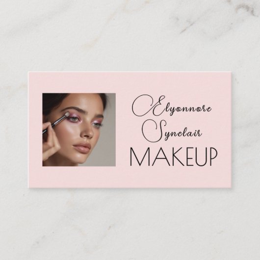 Blush Pink Script Social Icon QR Code Photo Makeup Visitekaartje (Voorkant)
