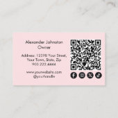 Blush Pink Script Social Icon QR Code Photo Makeup Visitekaartje (Achterkant)