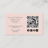 Blush Pink Script Social Icon QR Code Photo Makeup Visitekaartje (Achterkant)