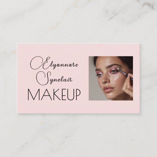 Blush Pink Script Social Icon QR Code Photo Makeup Visitekaartje (Voorkant)