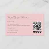 Blush Pink Script Social Icon QR Code Photo Makeup Visitekaartje (Achterkant)