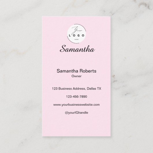 Blush Pink Script Social Icon QR Code Photo Makeup Visitekaartje (Achterkant)