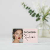 Blush Pink Script Social Icon QRCode Business Card Visitekaartje (Staand voorkant)