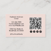 Blush Pink Script Social Icon QRCode Business Card Visitekaartje (Achterkant)