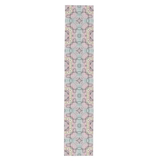 Blush Pink Seafoam Blauw Groen Zwart Tribal Art Medium Tafelloper (Voorkant)