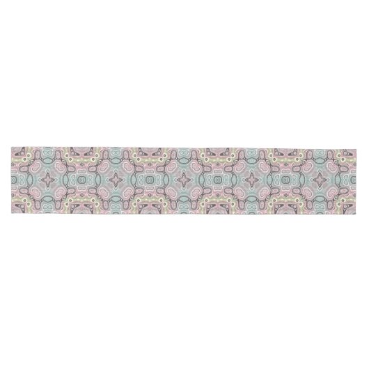 Blush Pink Seafoam Blauw Groen Zwart Tribal Art Medium Tafelloper (Horizontaal)