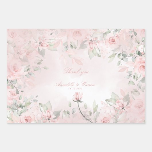 Blush Pink Secret Garden Rozen Weddenschap Bedankt Inpakpapier Vel (Voorkant)