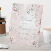 Blush Pink Secret Garden Rozen Welkom Weddenschap Reclamebord Met Voetstuk (Insitu)