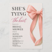 Blush Pink She's Tying The Knot Bow Bridal Shower Kaart (Voorkant)