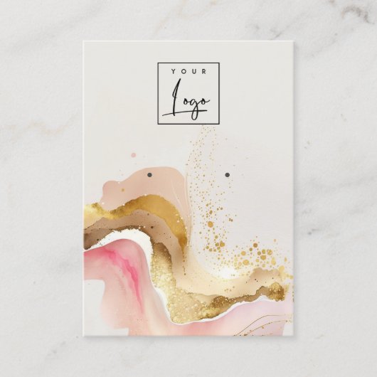 Blush Pink Shiny Glitter Logo Oorbel Display Visitekaartje (Voorkant)