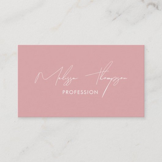 Blush Pink Signature Script Professionele QR-code Visitekaartje (Voorkant)