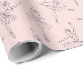 Blush Pink & Silver Ballerina Pattern Cadeaupapier (Rol Hoek)