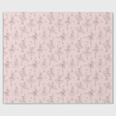 Blush Pink & Silver Ballerina Pattern Cadeaupapier (Vlak)