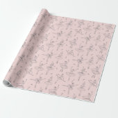 Blush Pink & Silver Ballerina Pattern Cadeaupapier (Uitgerold)