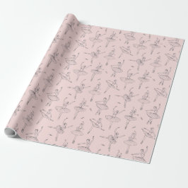 Blush Pink & Silver Ballerina Pattern Cadeaupapier