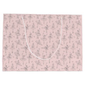 Blush Pink & Silver Ballerina Pattern Groot Cadeauzakje (Achterkant)