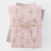 Blush Pink & Silver Ballerina Pattern Inpakpapier Vel (In situ)