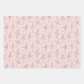 Blush Pink & Silver Ballerina Pattern Inpakpapier Vel (Voorkant)