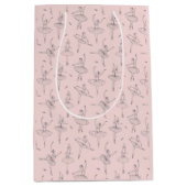 Blush Pink & Silver Ballerina Pattern Medium Cadeauzakje (Voorkant)