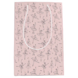 Blush Pink & Silver Ballerina Pattern Medium Cadeauzakje