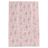 Blush Pink & Silver Ballerina Pattern Medium Cadeauzakje (Achterkant)