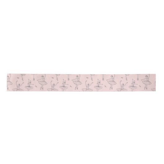 Blush Pink & Silver Ballerina Pattern Satijnen Lint (Voorkant)