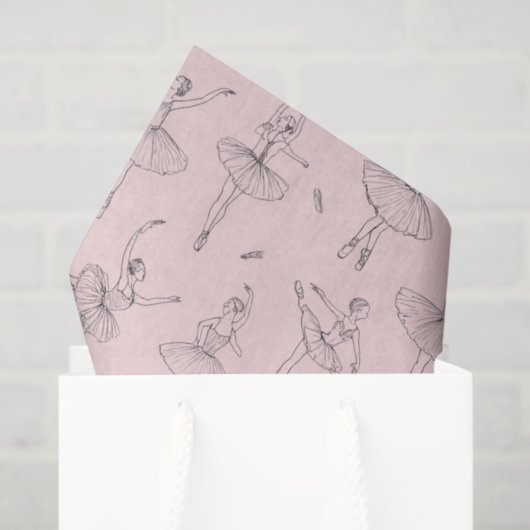 Blush Pink & Silver Ballerina Pattern Tissuepapier (Cadeauzakje)