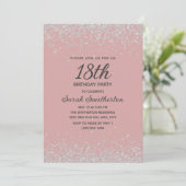 Blush Pink Silver Diamond Glitter 18e verjaardag Kaart (Staand voorkant)