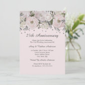  Blush Pink Silver Floral 25th Jubileum Kaart (Staand voorkant)