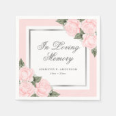Blush Pink Silver Floral Funeral Memorial Servet (Voorkant)