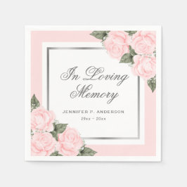 Blush Pink Silver Floral Funeral Memorial Servet